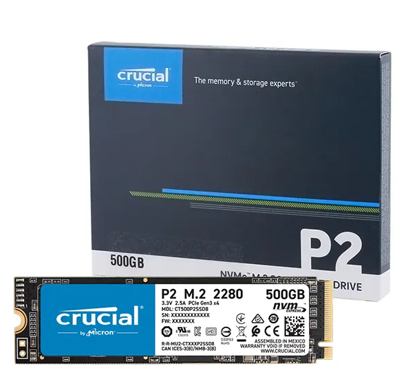 Crucial 500GB P2 NVME PCIe M.2 Solid State Drive - Crucial
